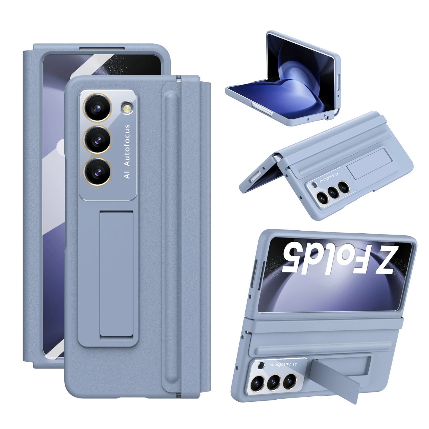 Anti-fall Protective Leather Phone Case With Invisible Bracket and Film For Samsung Galaxy Z Fold5 Fold4 - Mycasety Mycasety