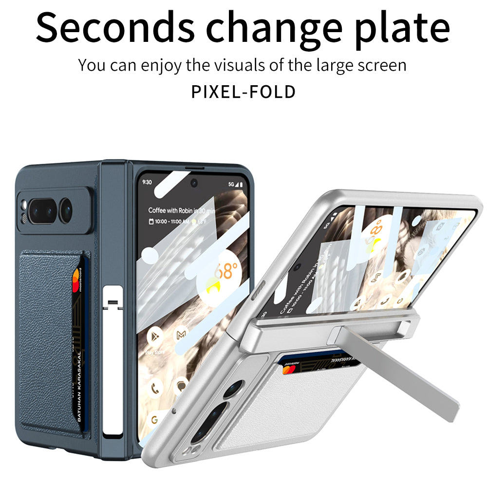Magnetic Folding All-inclusive Leather Case With Tempered Film For Google Pixel Fold With Damped Folding Bracket & Card Holder