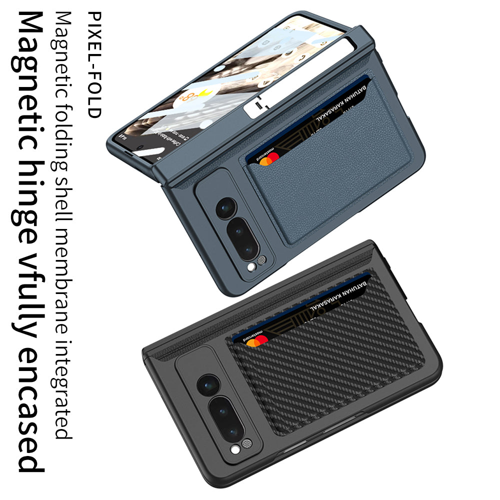 Magnetic Folding All-inclusive Leather Case With Tempered Film For Google Pixel Fold With Damped Folding Bracket & Card Holder