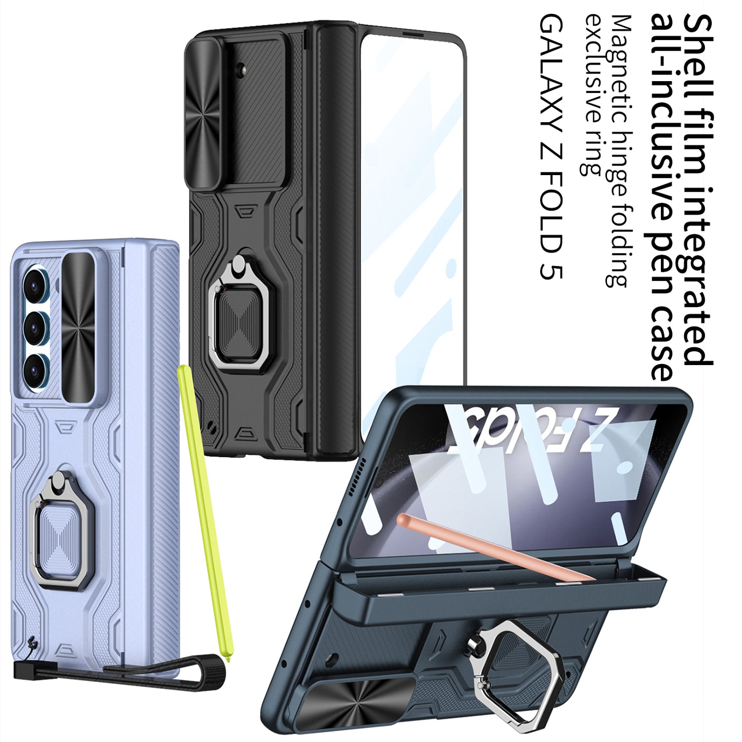 Magnetic Samsung Fold5 folding Case With Stand Camera Window Protection