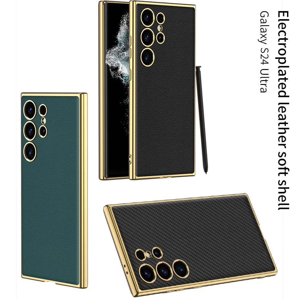 Leather Electroplated Protective Phone Case For Samsung Galaxy S24 S23 Ultra Plus - Mycasety Mycasety