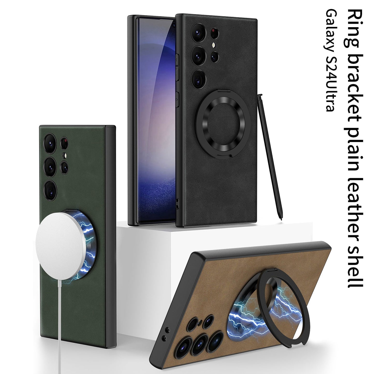 Leather Magnetic Bracket Protective Phone Case For Samsung Galaxy S24 S23 Ultra Plus - Mycasety Mycasety