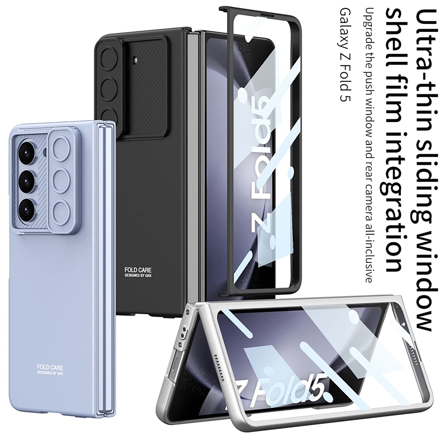 All-inclusive Lens Slide Protector Phone Case With Back Screen Protector For Samsung Galaxy Z Fold5 - Mycasety Mycasety