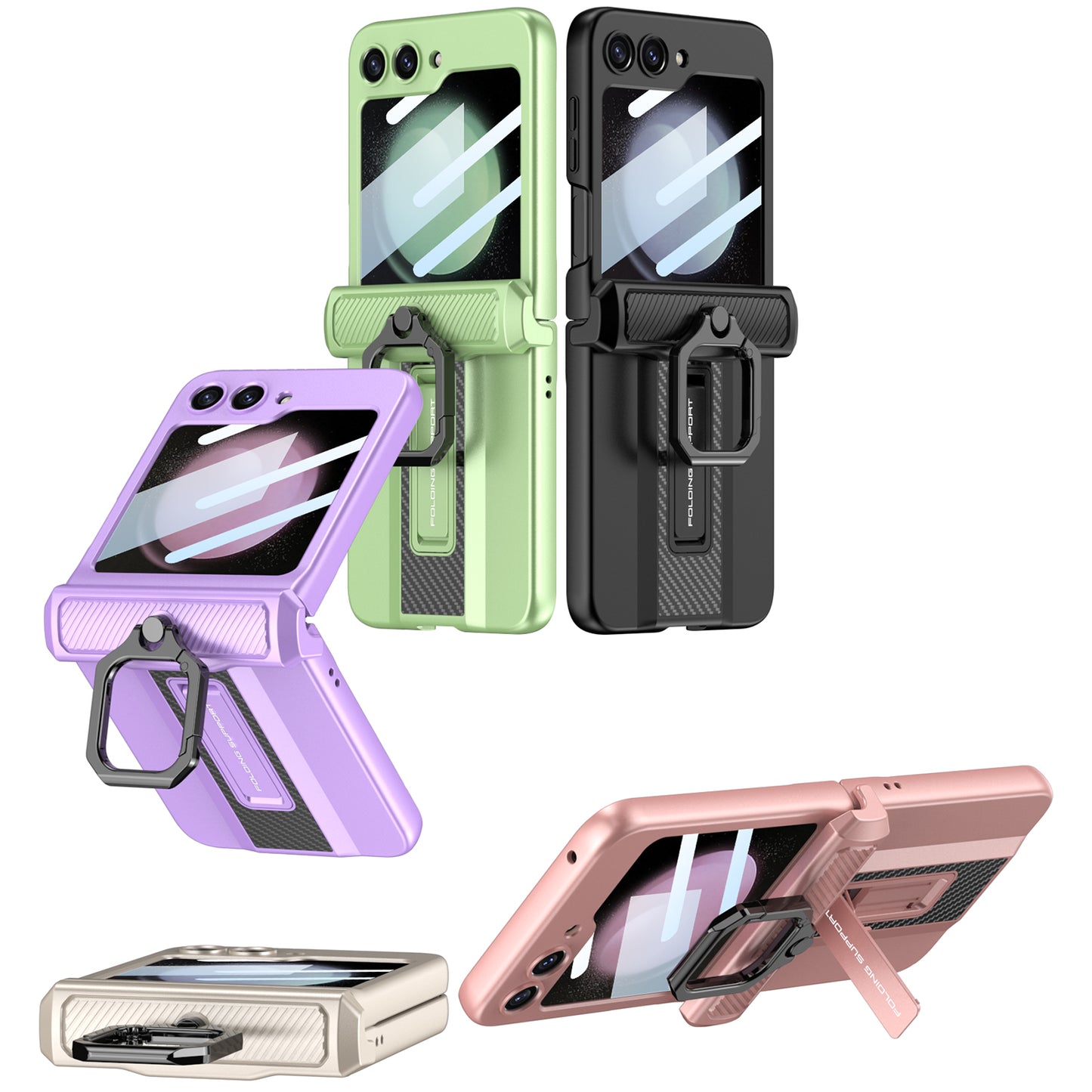 Magnetic Armor Case For Samsung Galaxy Z Flip5 With Easily Folded Bracket