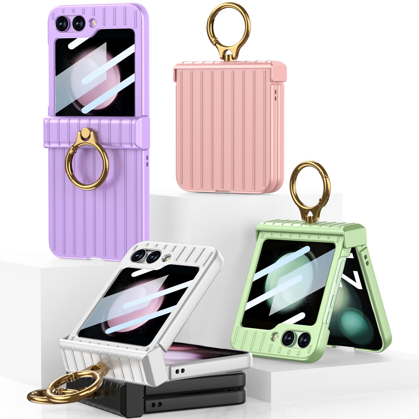 Membrane Integrated suitcase Case With For Samsung Galaxy Z Flip5 With Ring Bracket