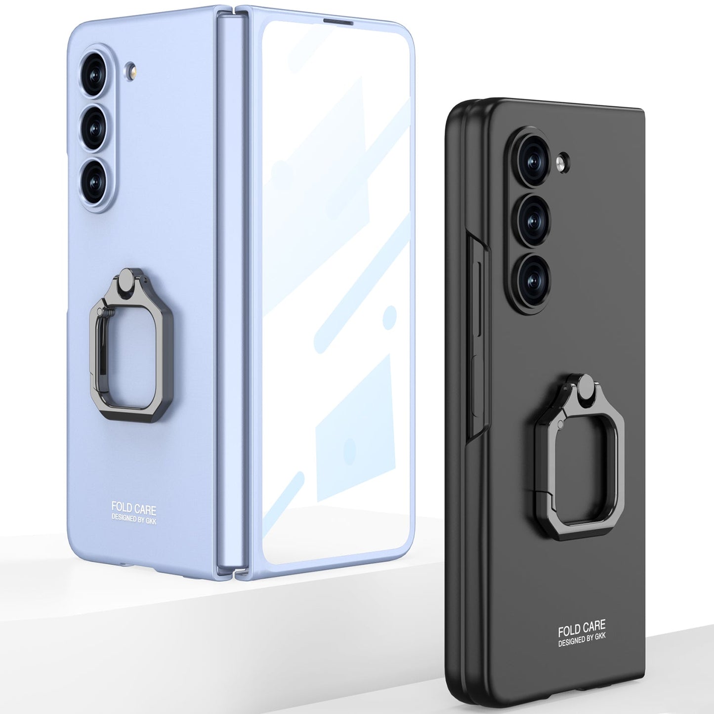 Luxury All-inclusive Ring Holder Phone Case With Back Screen Protector For Galaxy Z Fold 5