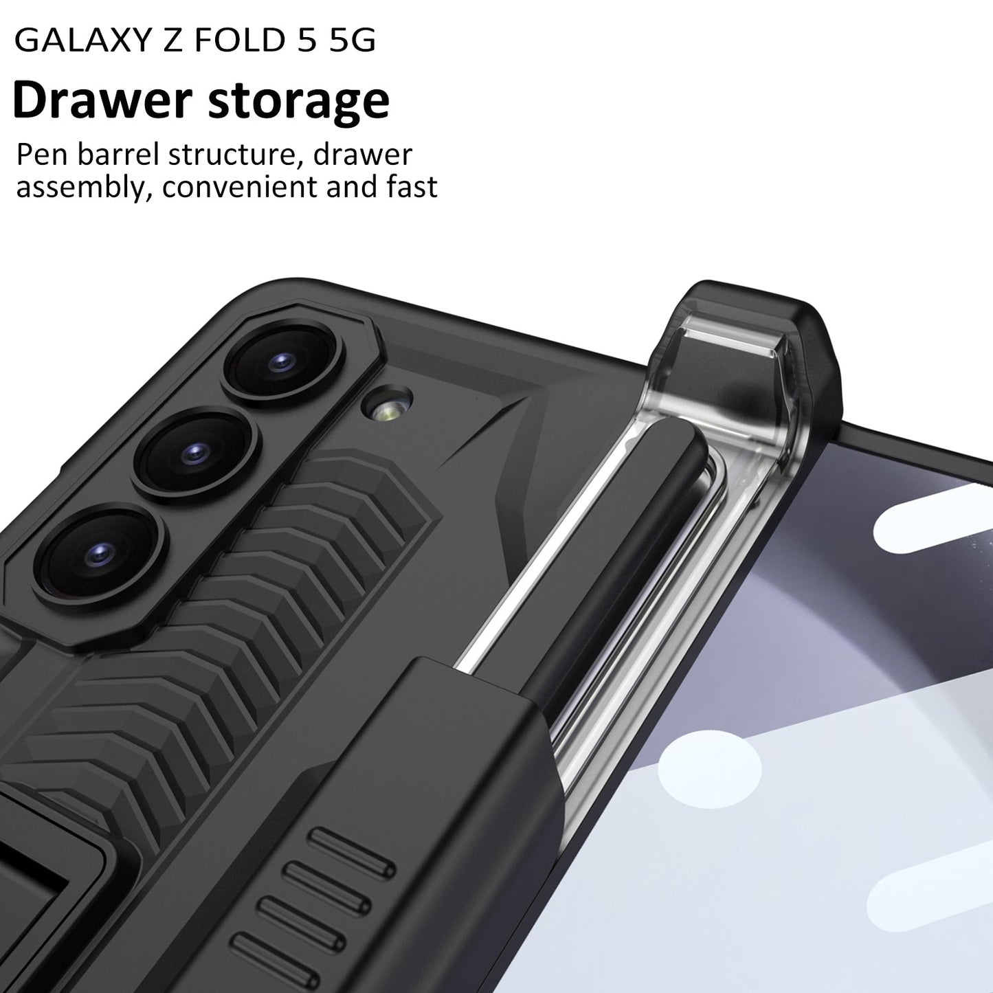 Armor All-included Magnetic Hinge Slide Pen Case Holder Phone Case With Back Screen Protector For Samsung Galaxy Z Fold3 Fold4 Fold5 - Mycasety Mycasety
