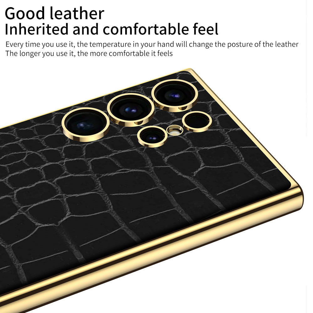 Luxury Leather Electroplated Protective Phone Case For Samsung Galaxy S24 S23 Ultra Plus