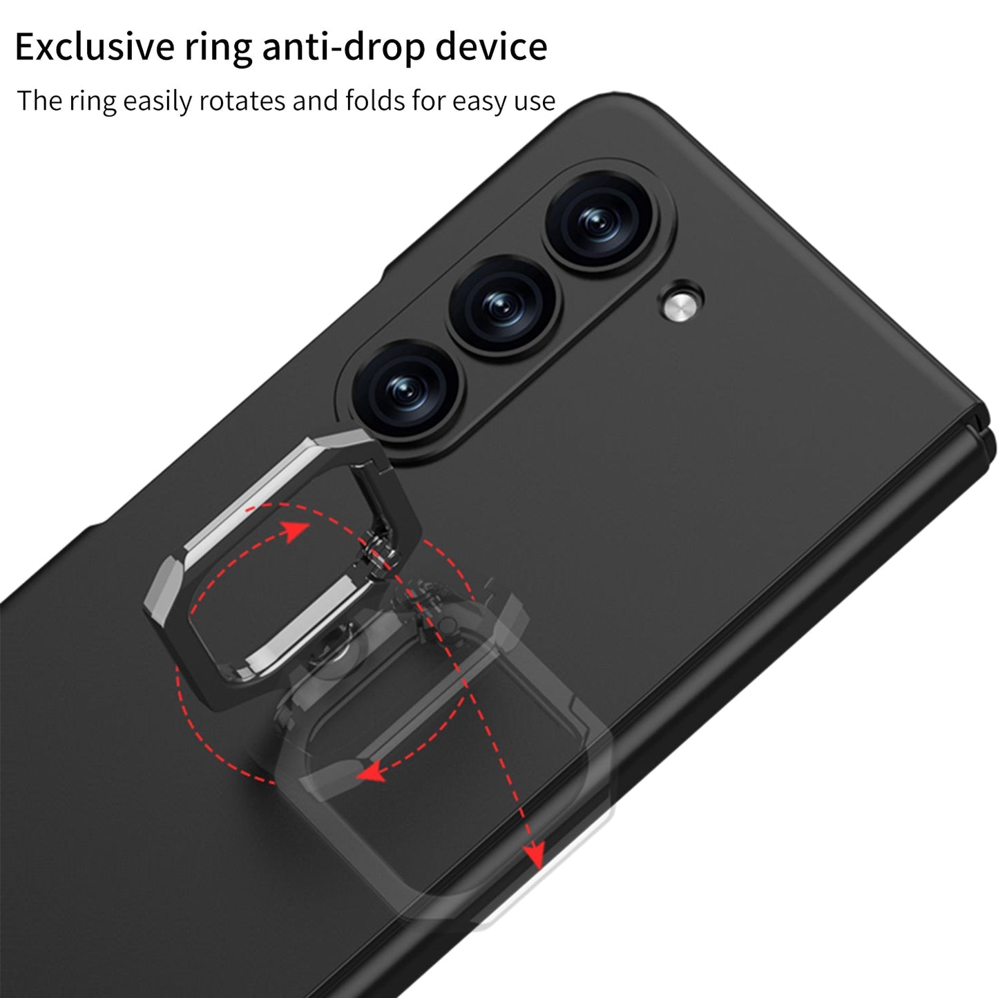 Luxury All-inclusive Ring Holder Phone Case With Back Screen Protector For Galaxy Z Fold 5