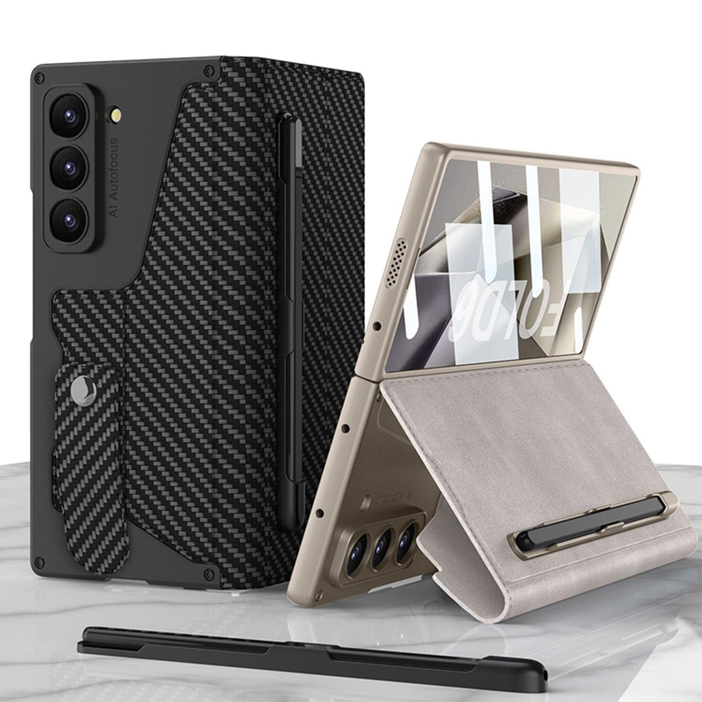 Luxurious Suede Cover Shockproof Phone Case With Screen Protector and Pen Slot For Galaxy Z Fold 6/5/4/3