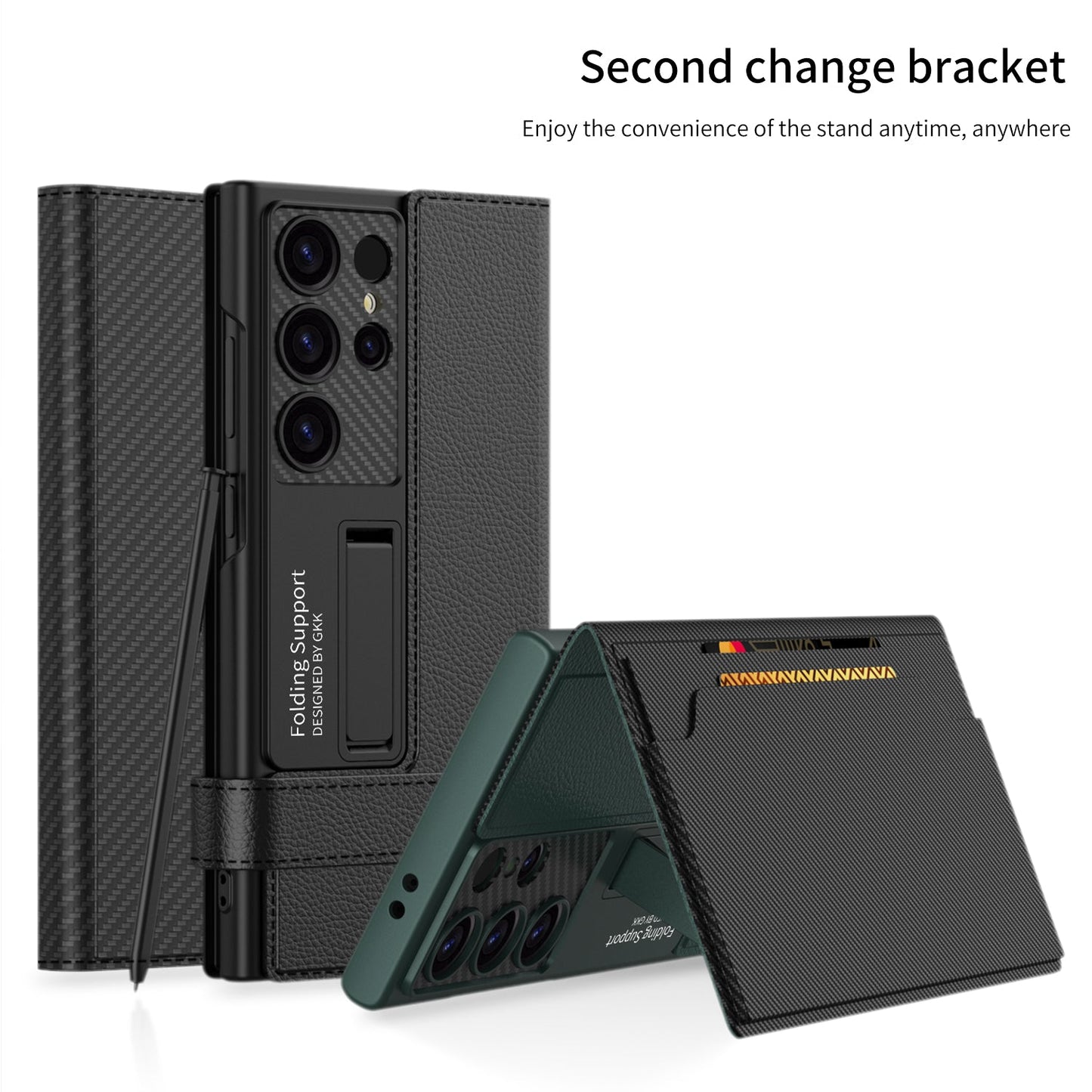 Leather All-inclusive Cover Card Holder Phone Case With Invisible Bracket For Samsung Galaxy S24 S23 Ultra Plus - Mycasety Mycasety