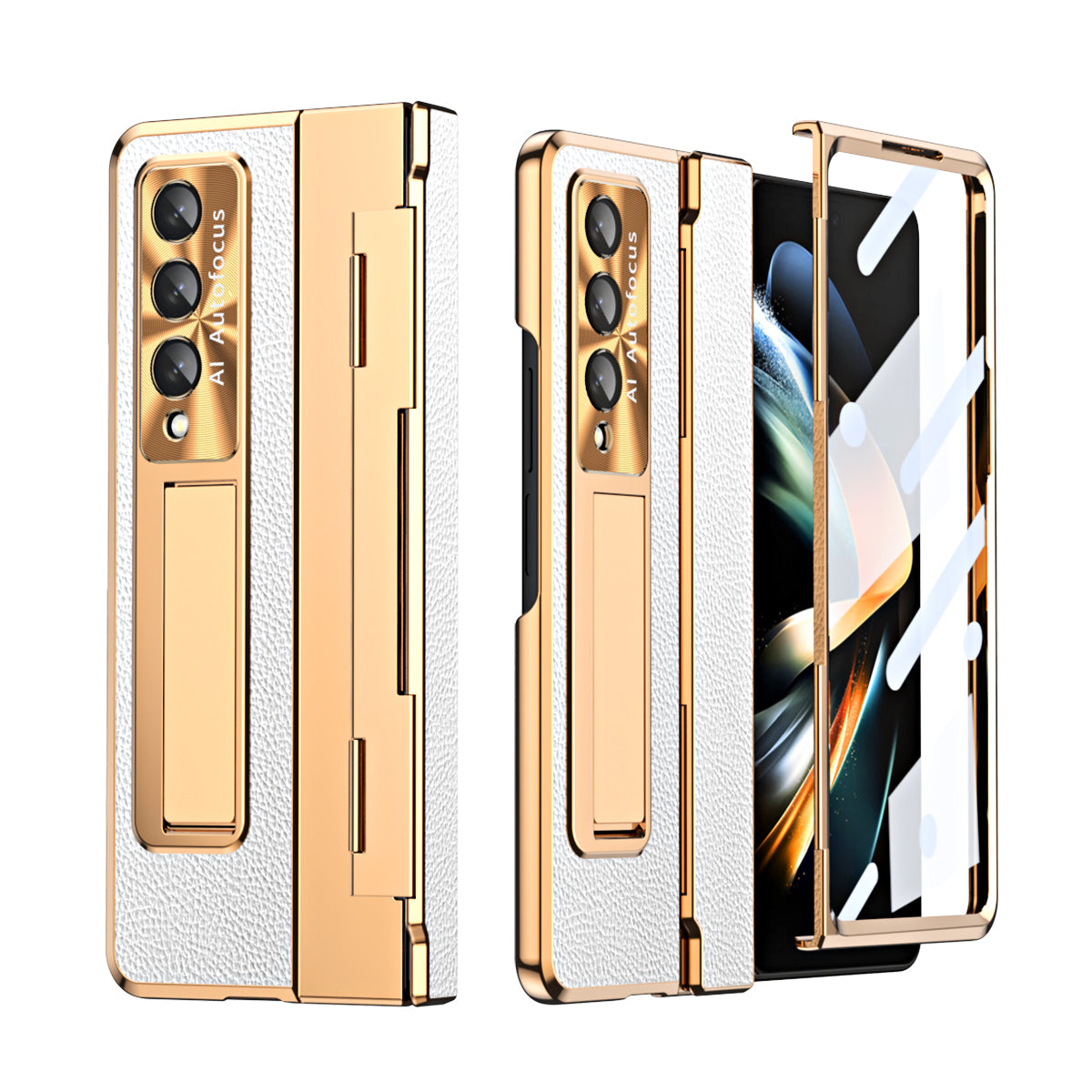 Armor Electroplated Anti-fall Protective Phone Case For Samsung Galaxy Z Fold3/4/5 With Back Screen Glass - Mycasety Mycasety