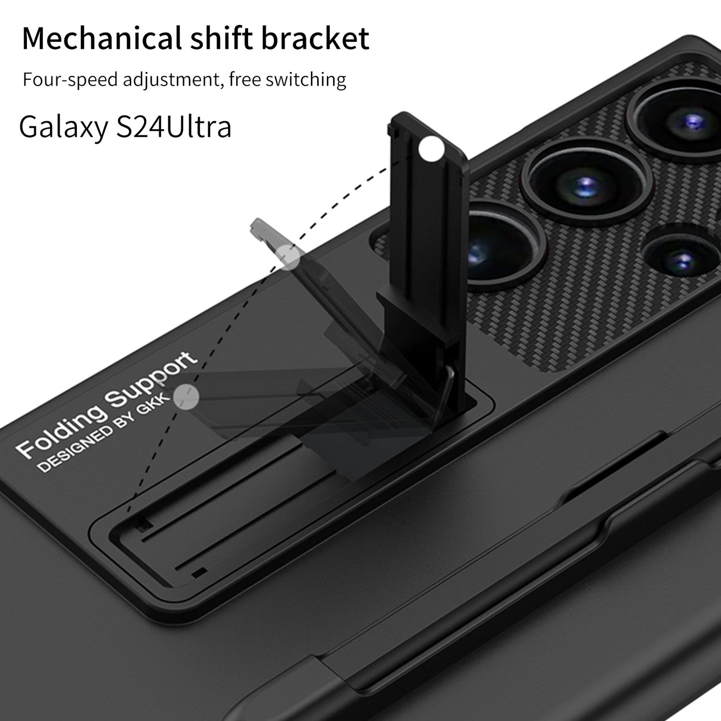 Frosted Invisible Bracket Protective Phone Case With Pen Box & Stylus For Samsung Galaxy S24 S23 Ultra Plus - Mycasety Mycasety