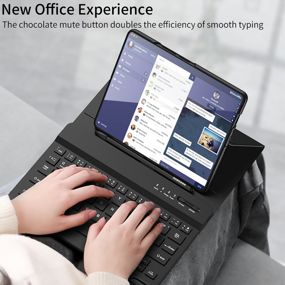 Bluetooth 3.0 Keyboard Magnetic All-inclusive Leather Cover For Samsung Galaxy Z Fold3 Fold4 5G Come With keyboard+Holster Bracket+Phone Case+Capacitive Pen - Mycasety Mycasety