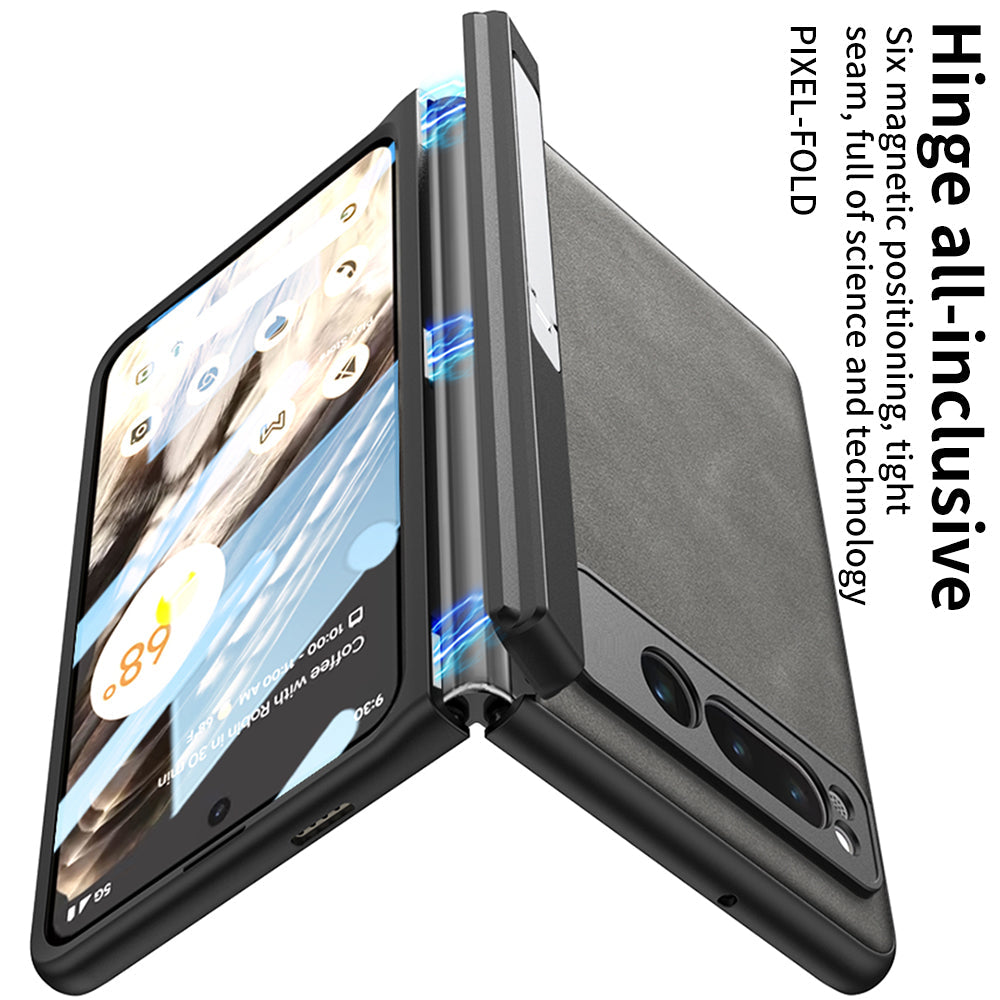Magnetic Folding Hinge All-inclusive Leather Case With Tempered Film For Google Pixel Fold With Damped folding Bracket - mycasety2023 Mycasety