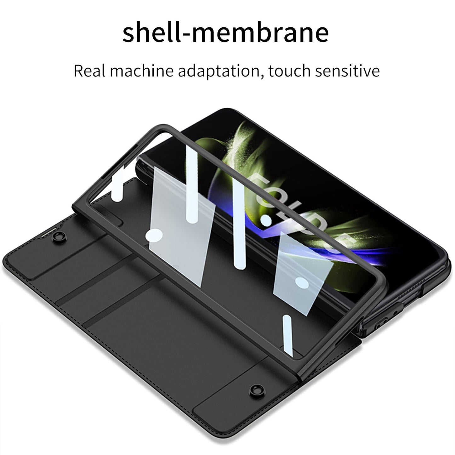 Leather Pen Holder Armor Phone Case With Back Screen Protector For Samsung Galaxy Z Fold5 Fold4 - Mycasety Mycasety