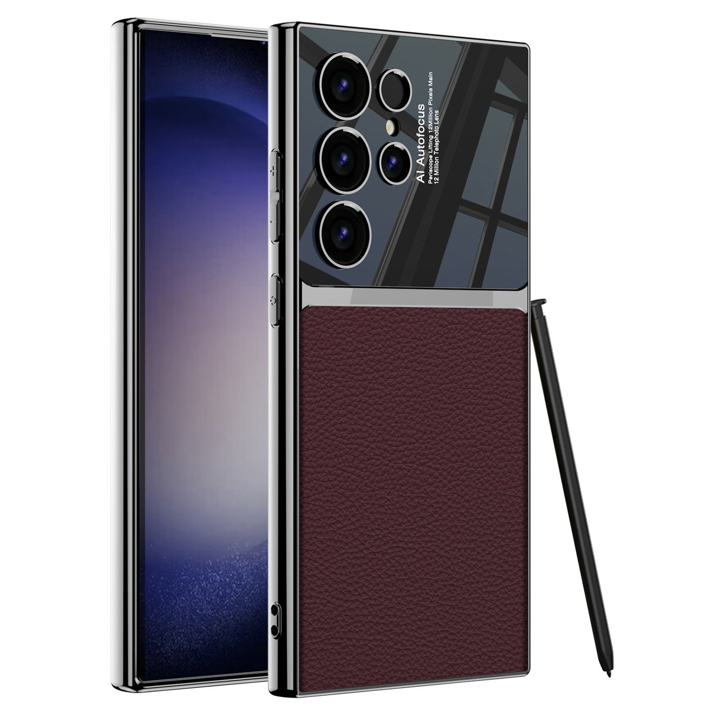Leather Electroplated Phone Case For Samsung Galaxy S24 S23 Ultra Plus - Mycasety Mycasety