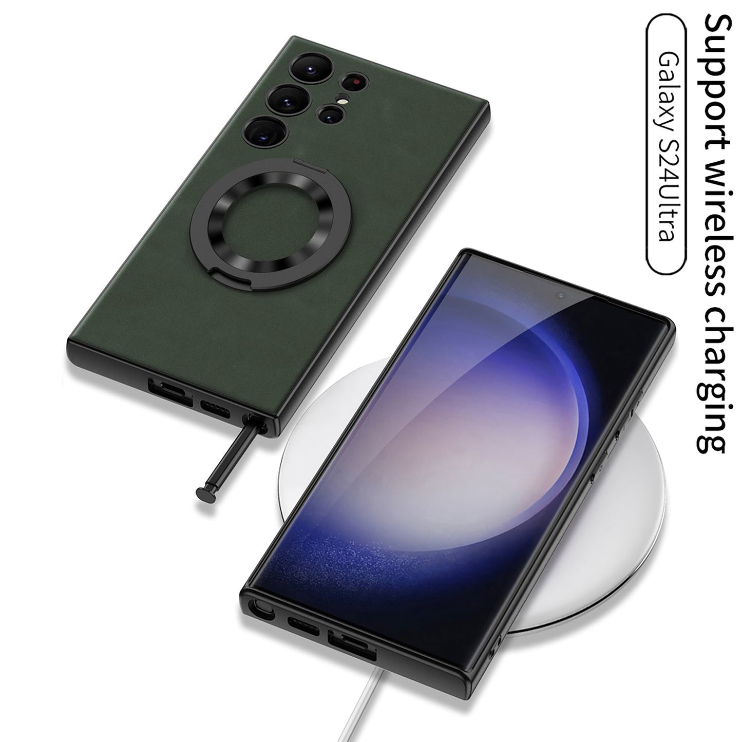 Leather Magnetic Bracket Protective Phone Case For Samsung Galaxy S24 S23 Ultra Plus - Mycasety Mycasety