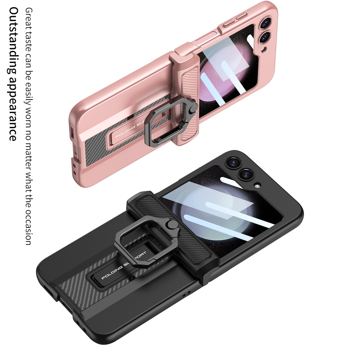 Magnetic Armor Case For Samsung Galaxy Z Flip5 With Easily Folded Bracket