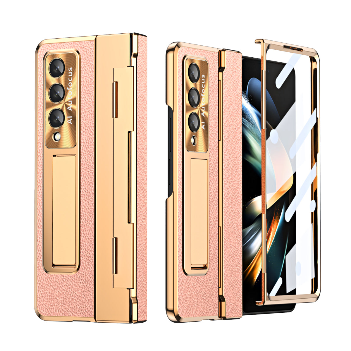 Armor Electroplated Anti-fall Protective Phone Case For Samsung Galaxy Z Fold3/4/5 With Back Screen Glass - Mycasety Mycasety