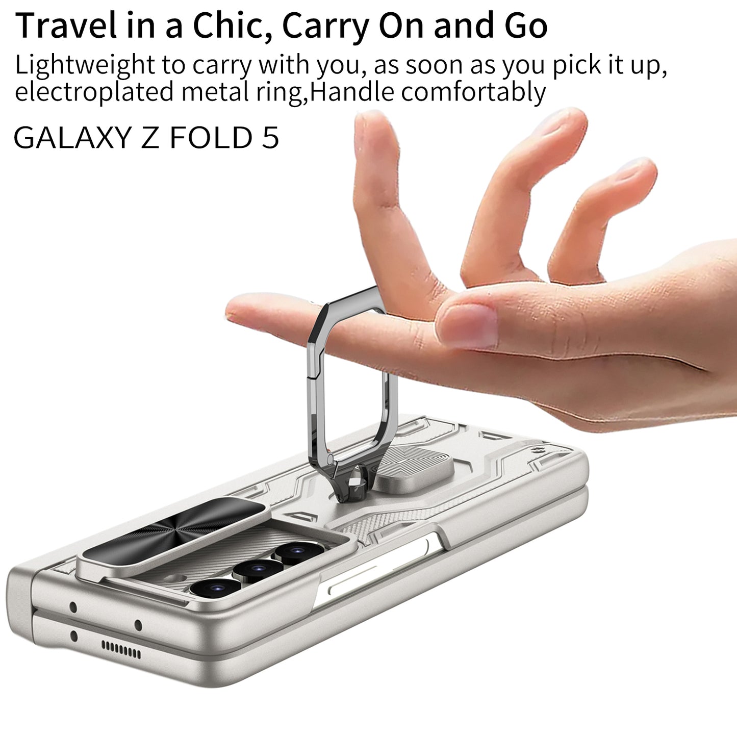 Magnetic Samsung Fold5 folding Case With Stand Camera Window Protection
