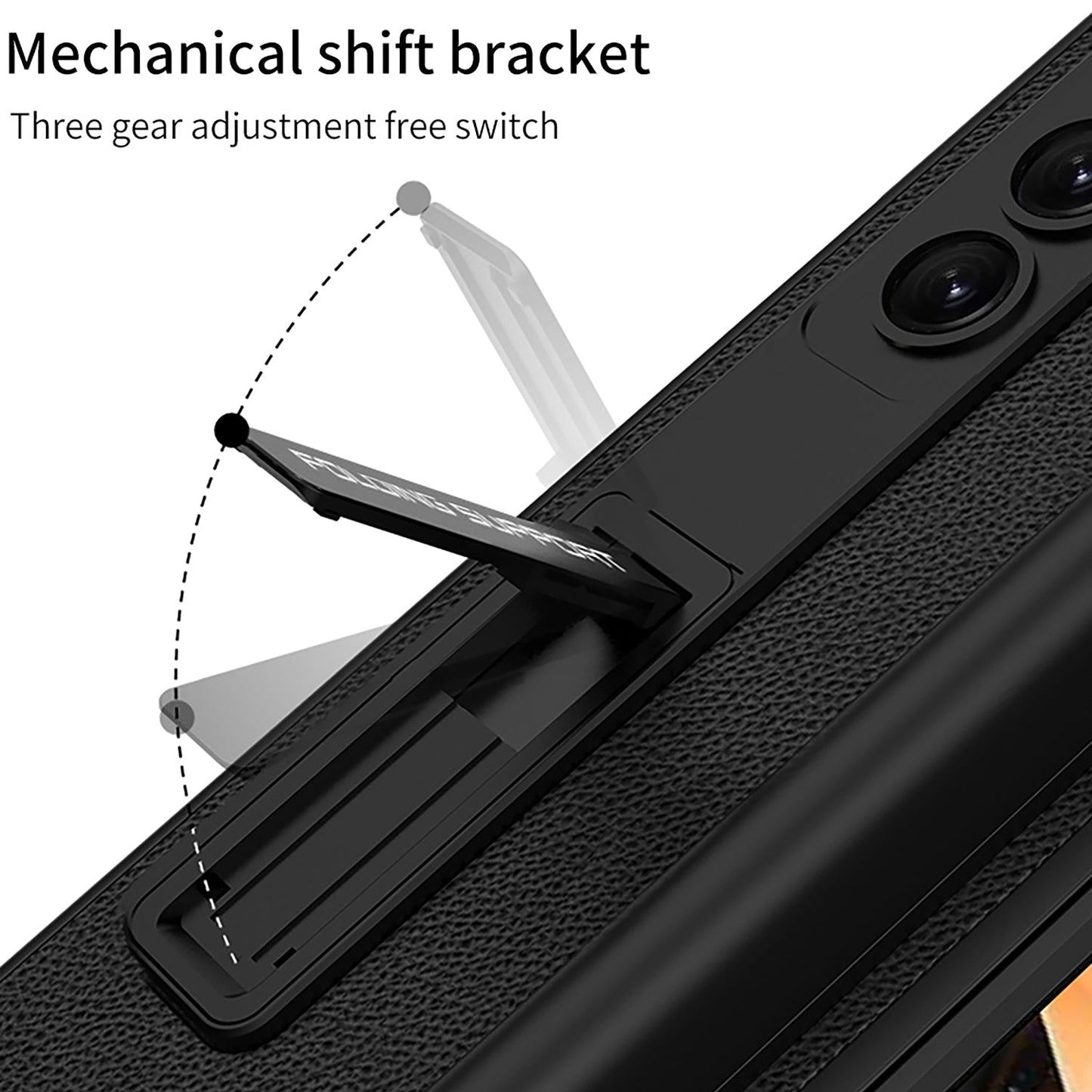 Invisible Bracket S Pen Slot Leather Protective Phone Case With Back Screen Protector For Galaxy Z Fold 5/4/3 5G