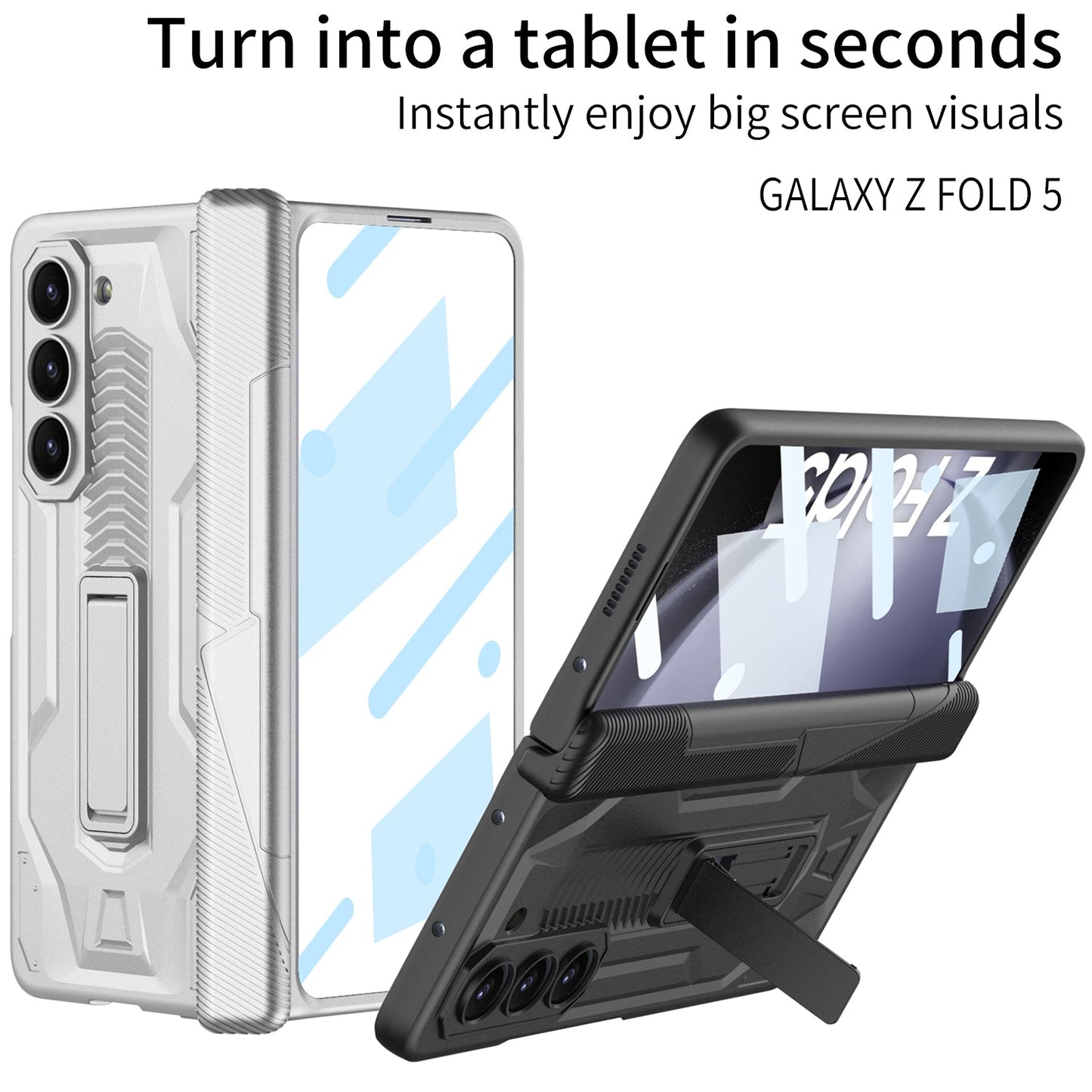 Magnetic Armor All-included Hinge Holder Case With Back Screen Protector For Samsung Galaxy Z Fold5 Fold4 Fold3 - mycasety2023 Mycasety