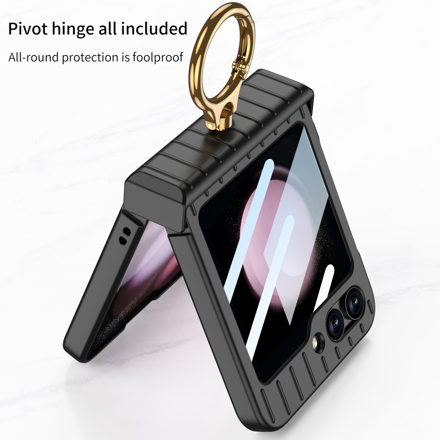 Membrane Integrated suitcase Case With For Samsung Galaxy Z Flip5 With Ring Bracket