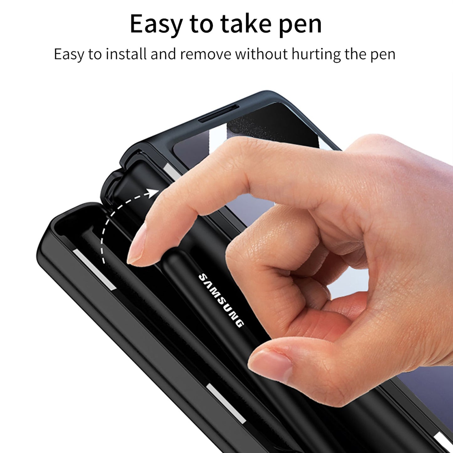 Magnetic Hinge Pen Box Protective Leather Phone Case With Back Screen Glass For Samsung Galaxy Z Fold 5/4/3 5G - mycasety2023 Mycasety