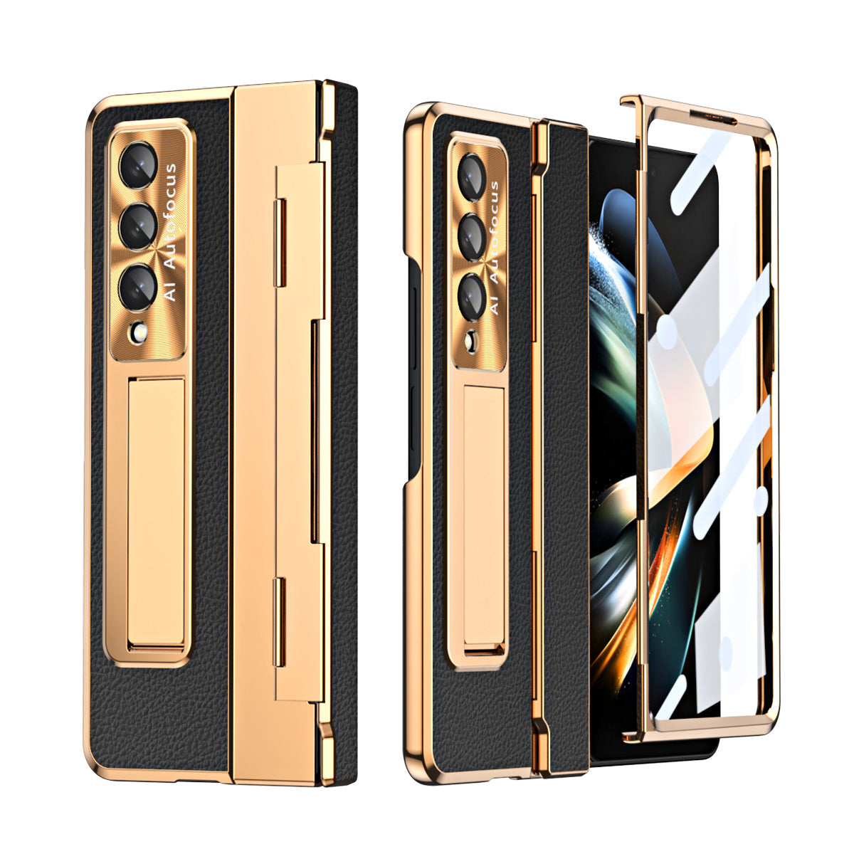Armor Electroplated Anti-fall Protective Phone Case For Samsung Galaxy Z Fold3/4/5 With Back Screen Glass - Mycasety Mycasety
