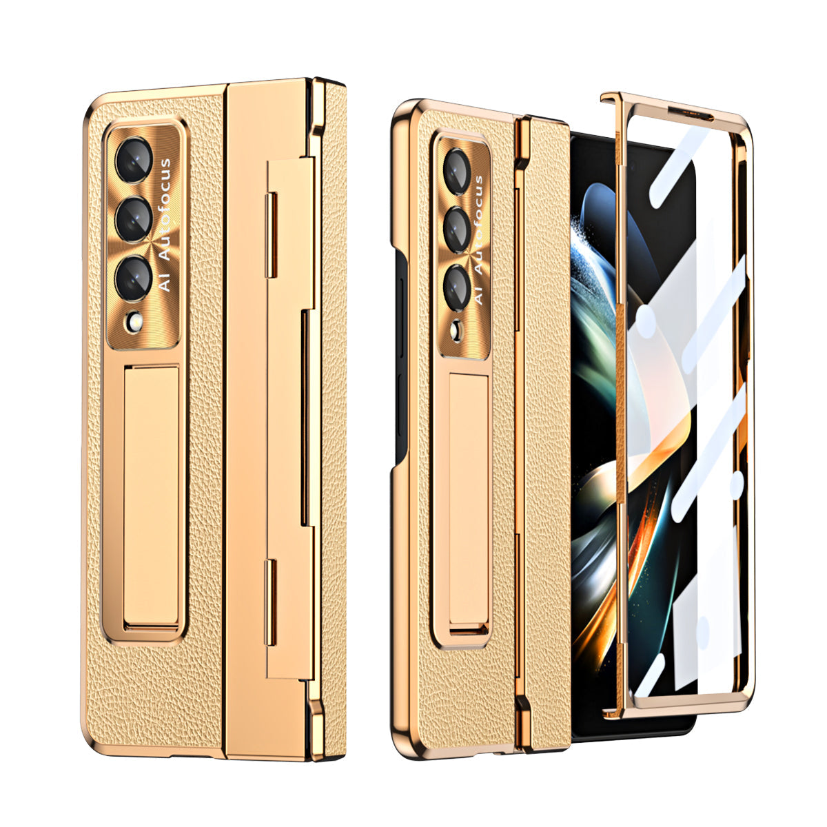 Armor Electroplated Anti-fall Protective Phone Case For Samsung Galaxy Z Fold3/4/5 With Back Screen Glass - Mycasety Mycasety