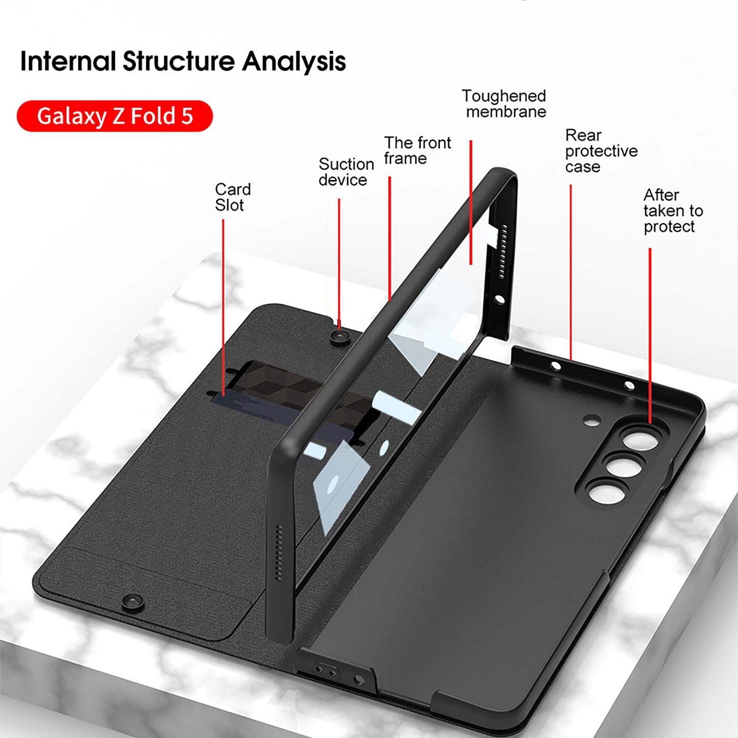 Leather Pen Holder Armor Phone Case With Back Screen Protector For Samsung Galaxy Z Fold5 Fold4 - Mycasety Mycasety