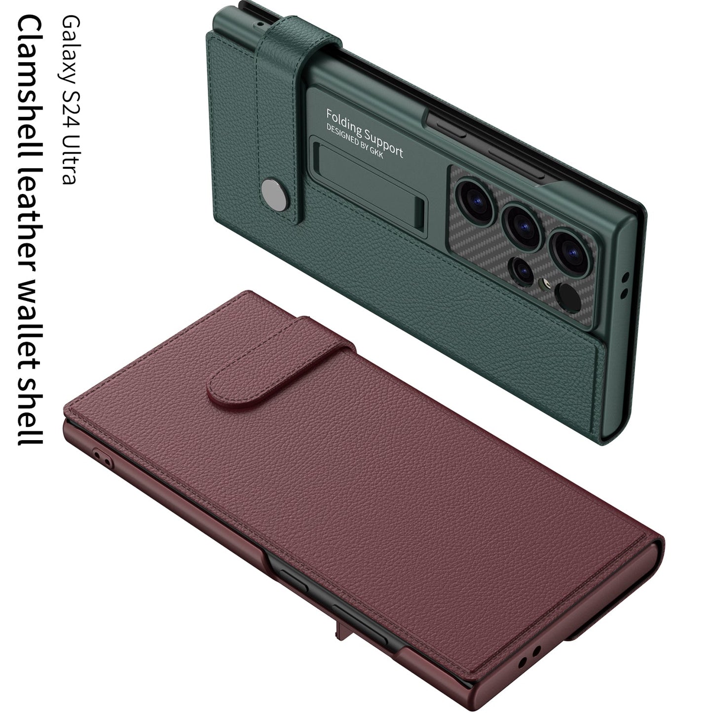 Leather All-inclusive Cover Card Holder Phone Case With Invisible Bracket For Samsung Galaxy S24 S23 Ultra Plus - Mycasety Mycasety
