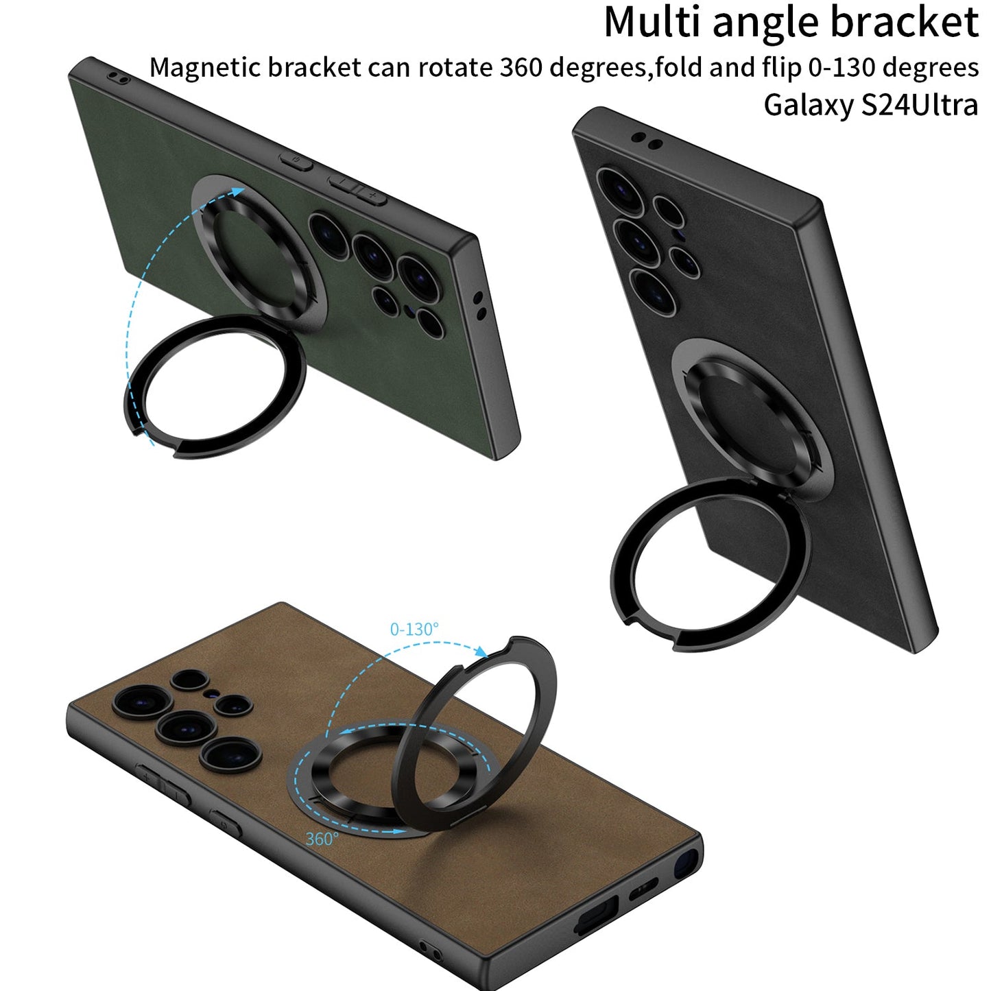 Leather Magnetic Bracket Protective Phone Case For Samsung Galaxy S24 S23 Ultra Plus - Mycasety Mycasety