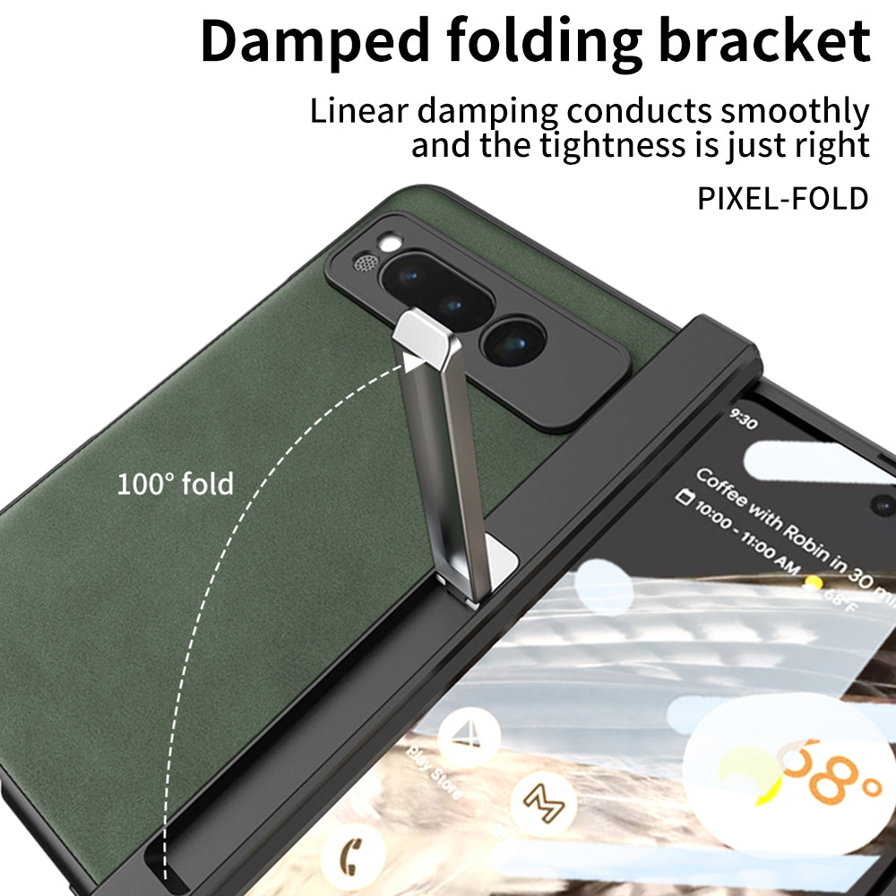 Magnetic Folding Hinge All-inclusive Leather Case With Tempered Film For Google Pixel Fold With Damped folding Bracket - mycasety2023 Mycasety