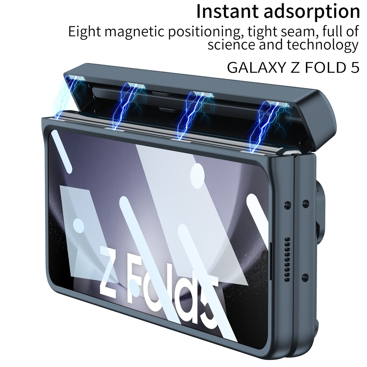 Magnetic Samsung Fold5 folding Case With Stand Camera Window Protection