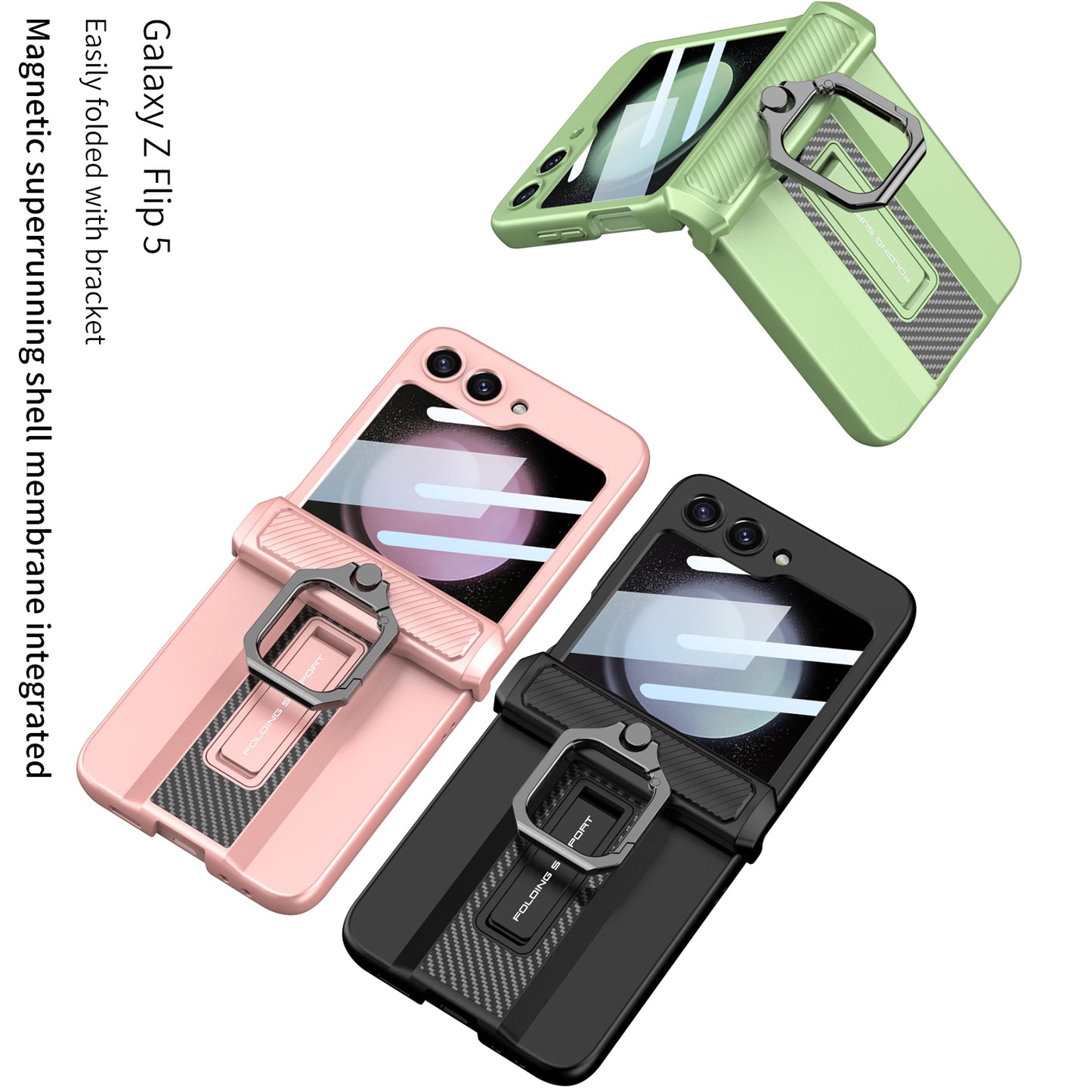 Magnetic Armor Case For Samsung Galaxy Z Flip5 With Easily Folded Bracket