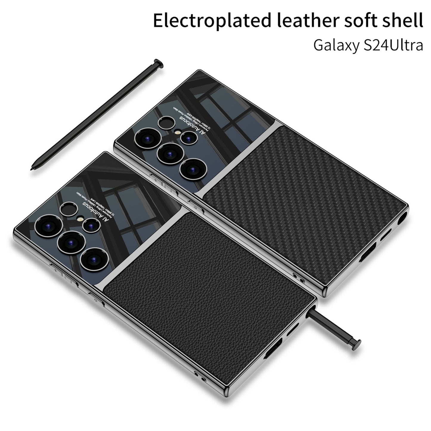 Leather Electroplated Phone Case For Samsung Galaxy S24 S23 Ultra Plus - Mycasety Mycasety
