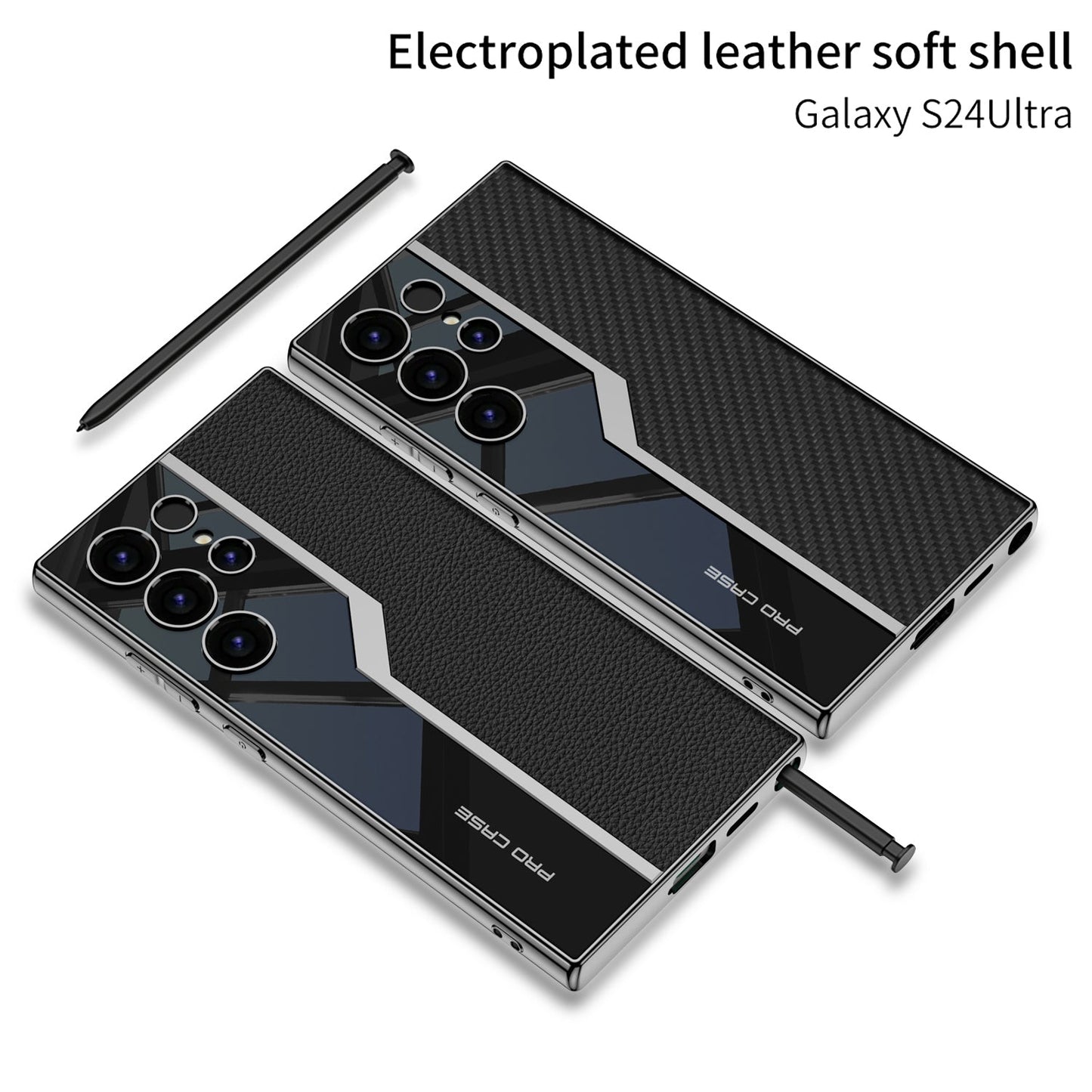 Electroplated Leather Anti-fall Protective Phone Case For Galaxy S25 S24 S23 Ultra Plus