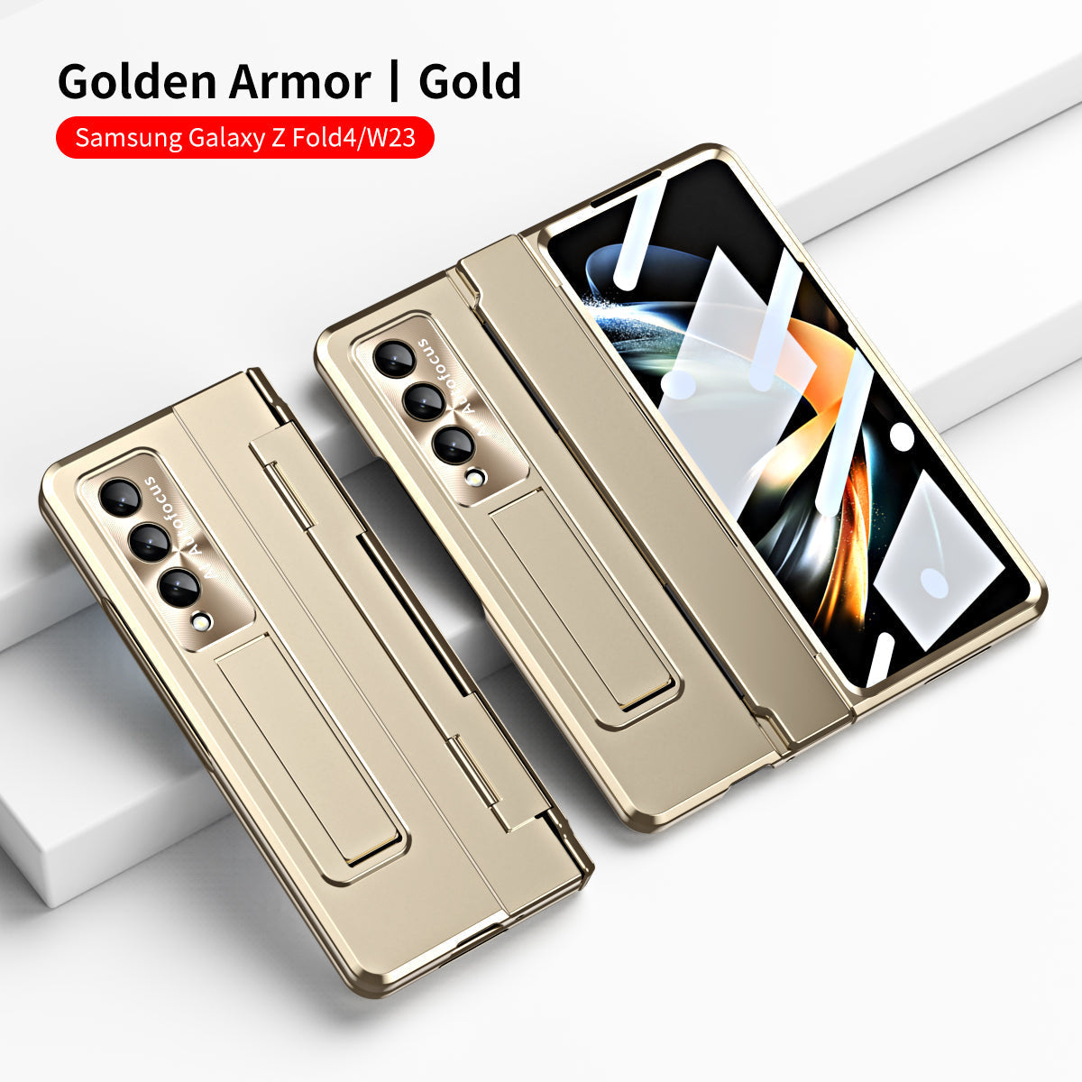 Armor Hinge Folding Magnetic Bracket Shell Case For Samsung Galaxy Z Fold3 Fold4 5G With S-Pen Slot & Stylus - Mycasety Mycasety