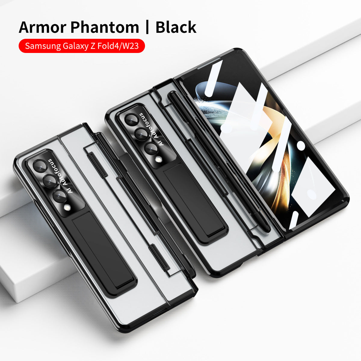 Armor Hinge Folding Magnetic Bracket Shell Case For Samsung Galaxy Z Fold3 Fold4 5G With S-Pen Slot & Stylus - Mycasety Mycasety