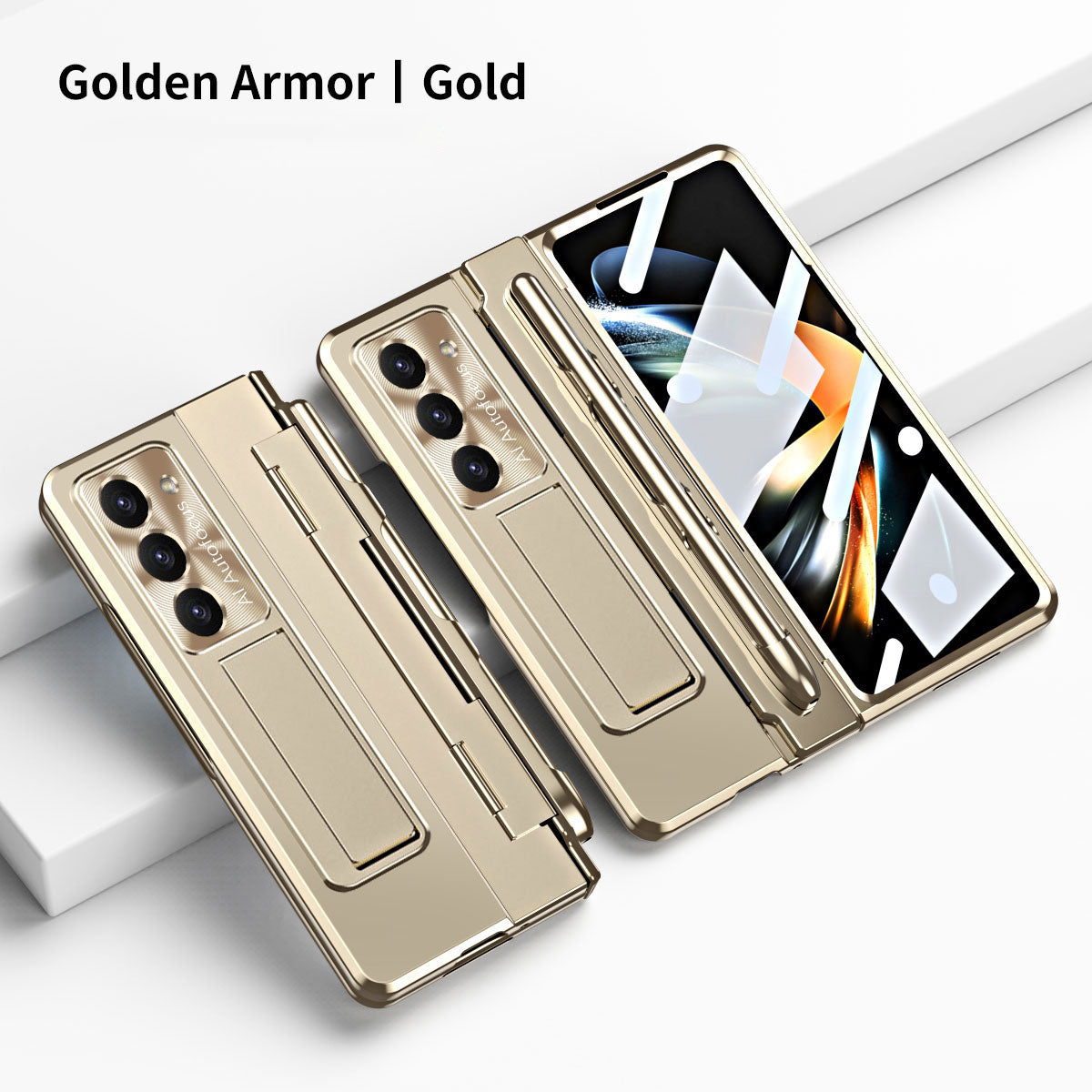 Armor Electroplated Anti-fall Protective Phone Case For Samsung Galaxy Z Fold3/4/5 With Back Screen Glass - Mycasety Mycasety