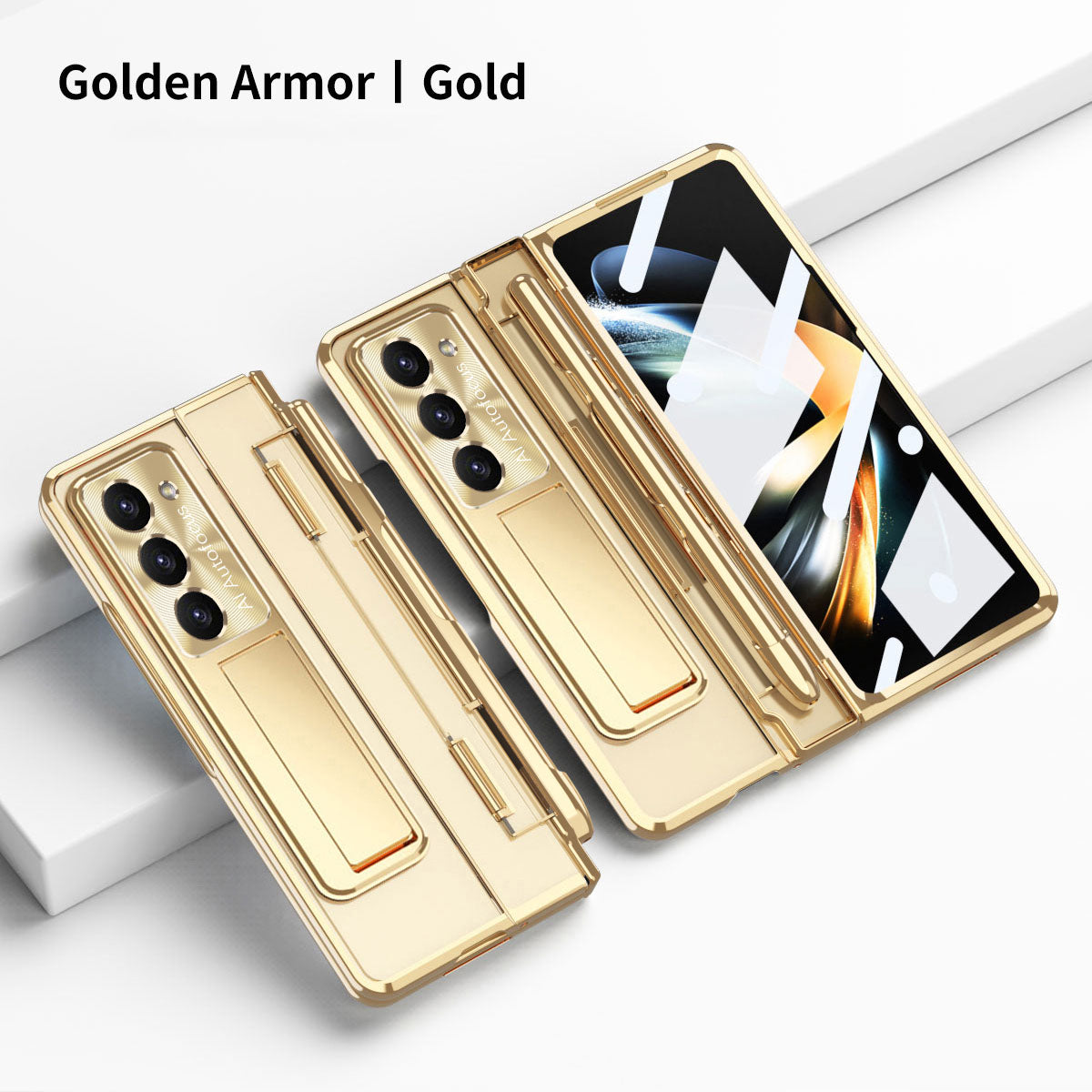 Armor Electroplated Anti-fall Protective Phone Case For Samsung Galaxy Z Fold3/4/5 With Back Screen Glass - Mycasety Mycasety