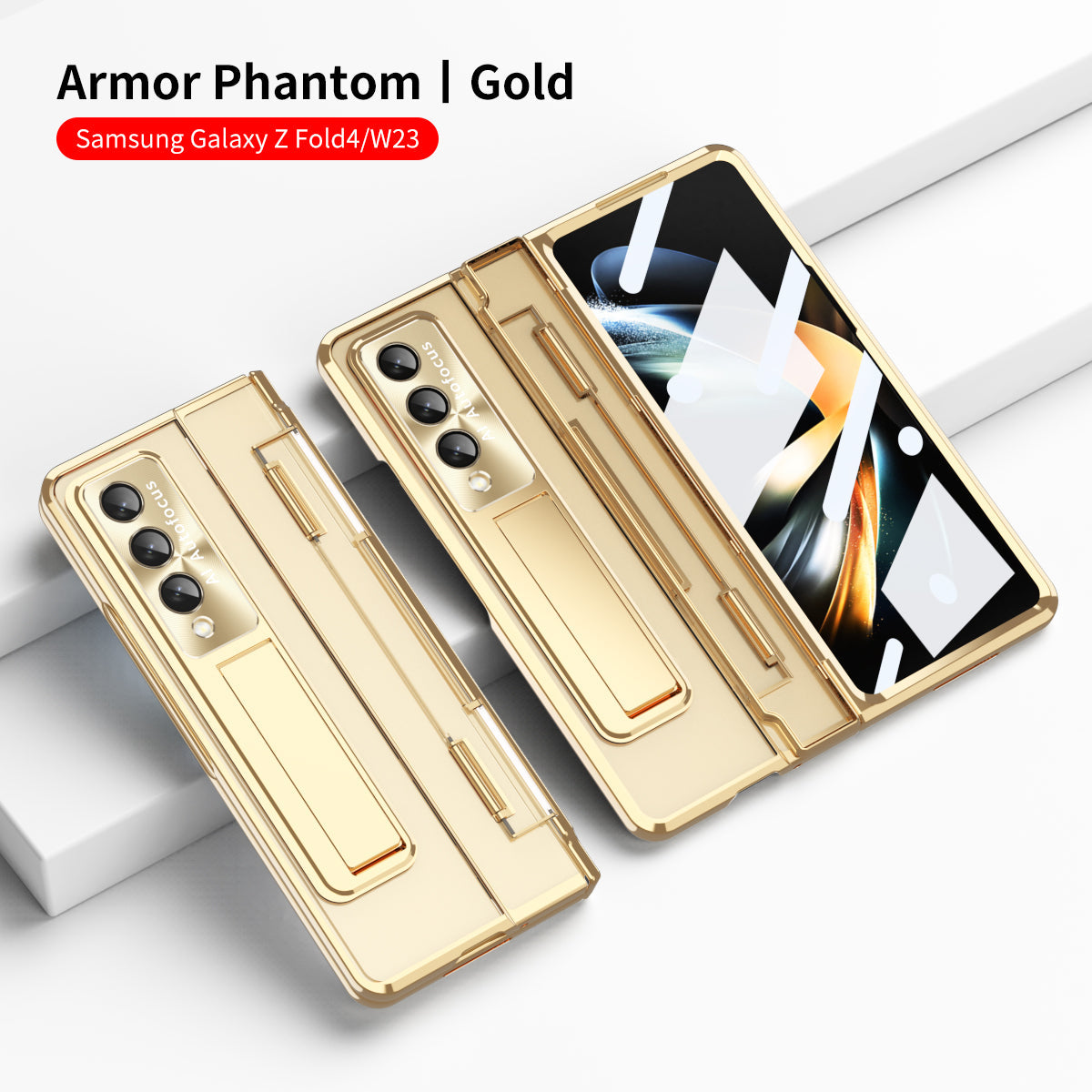 Armor Hinge Folding Magnetic Bracket Shell Case For Samsung Galaxy Z Fold3 Fold4 5G With S-Pen Slot & Stylus - Mycasety Mycasety