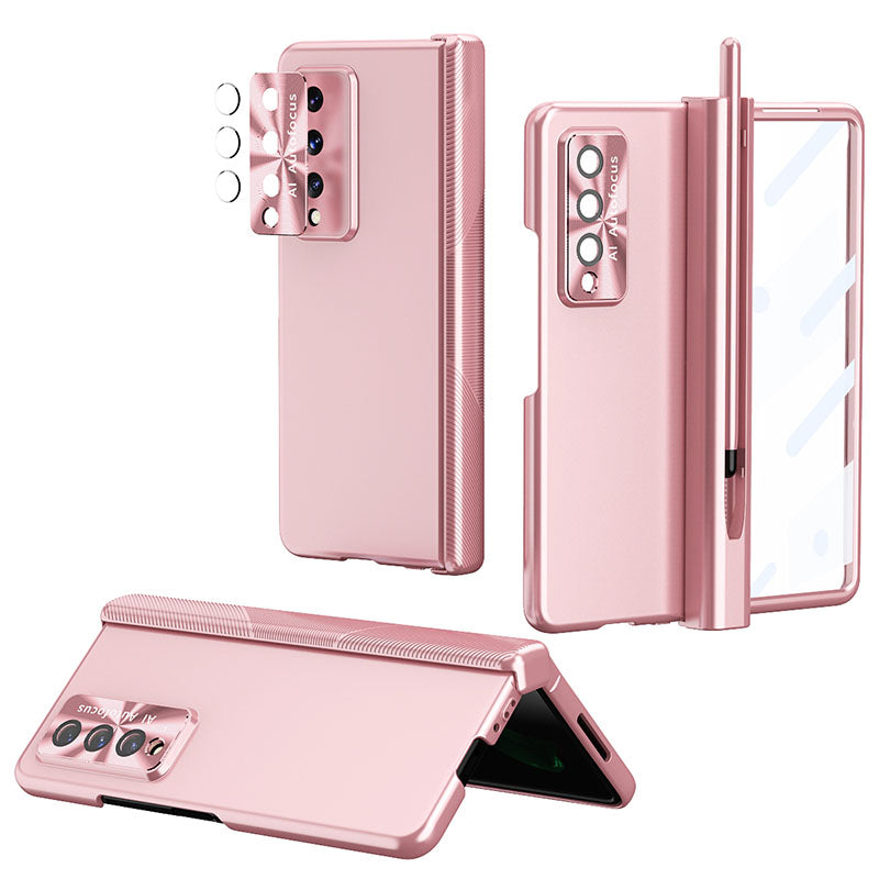 Luxury Magnetic Hinge Pen Holder Full Protection Case For Samsung Galaxy Z Fold3 Fold4 5G With Tempered Glass Film - Mycasety Mycasety