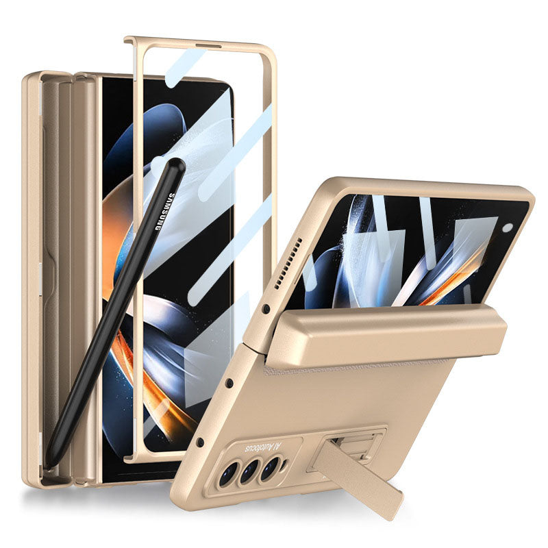 Magnetic Hinge Pen Box Protective Phone Case With Back Screen Glass For Samsung Galaxy Z Fold 5/4/3 5G - Mycasety Mycasety