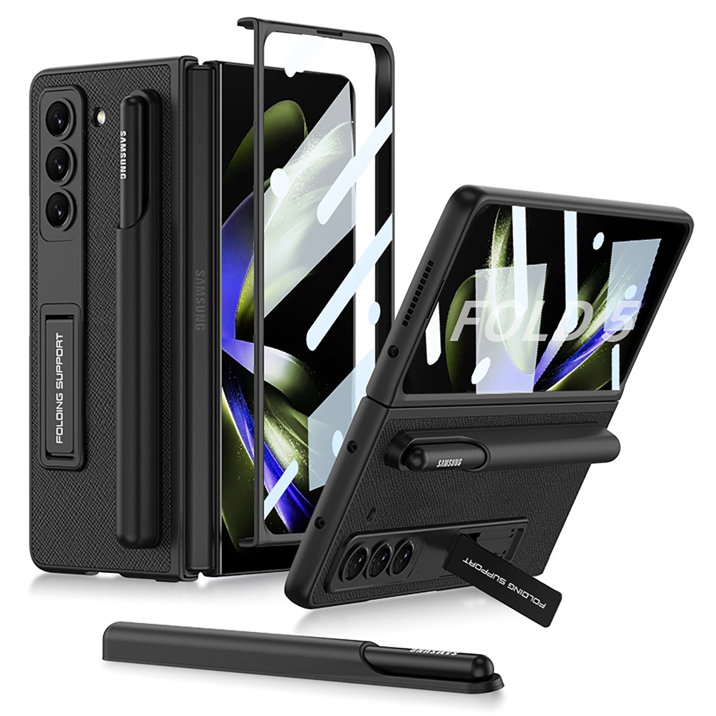Samsung Galaxy Z Fold5 Full Inclusive Case with Pen Holder and Stand