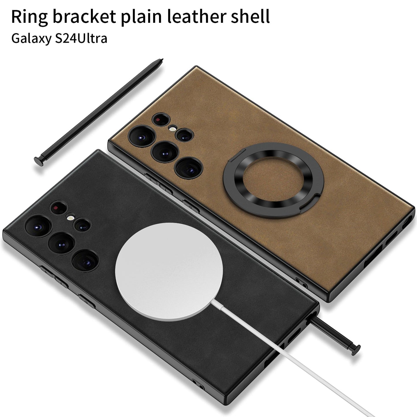 Leather Magnetic Bracket Protective Phone Case For Samsung Galaxy S24 S23 Ultra Plus - Mycasety Mycasety