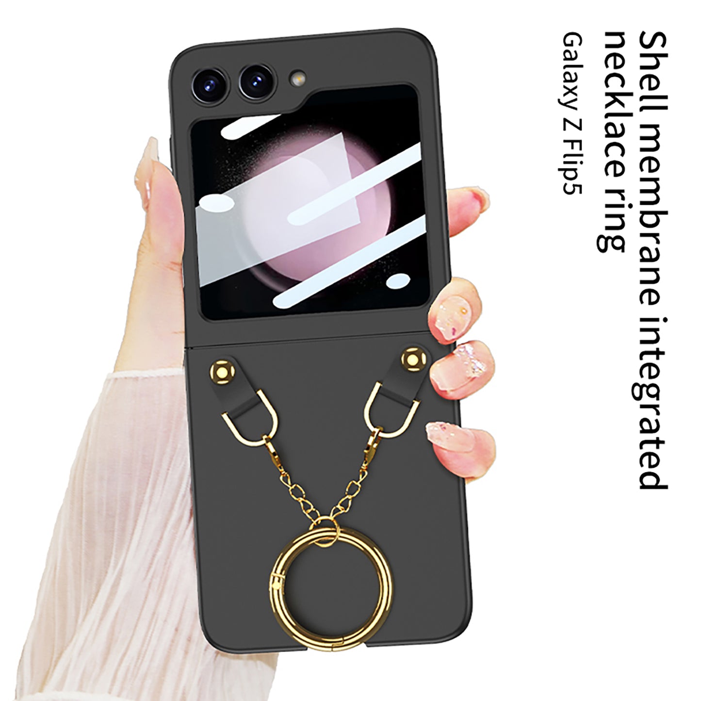 Necklace Ring Shell Case For Samsung Galaxy Z Flip5