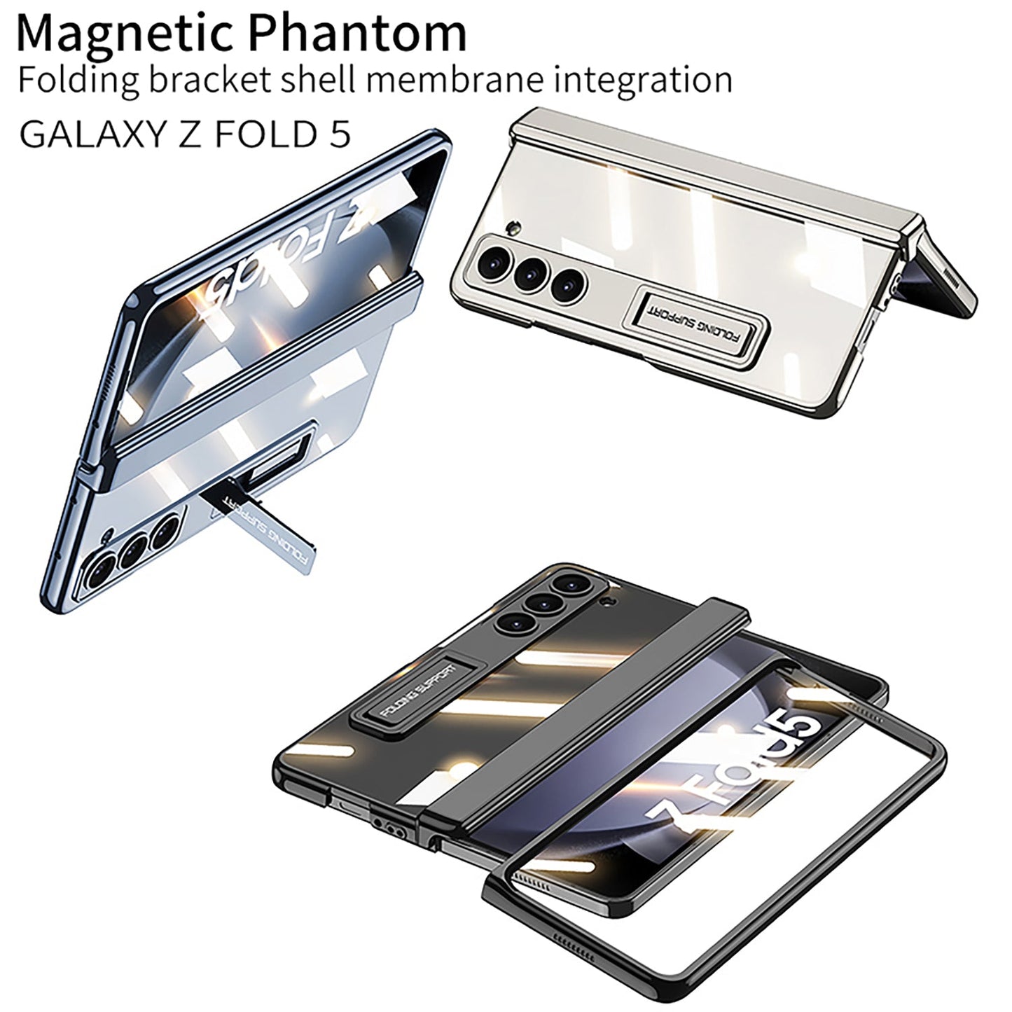 Magnetic Hinge Invisible Bracket Electroplated Protective Phone Case For Samsung Galaxy Z Fold5 Fold4 - mycasety2023 Mycasety